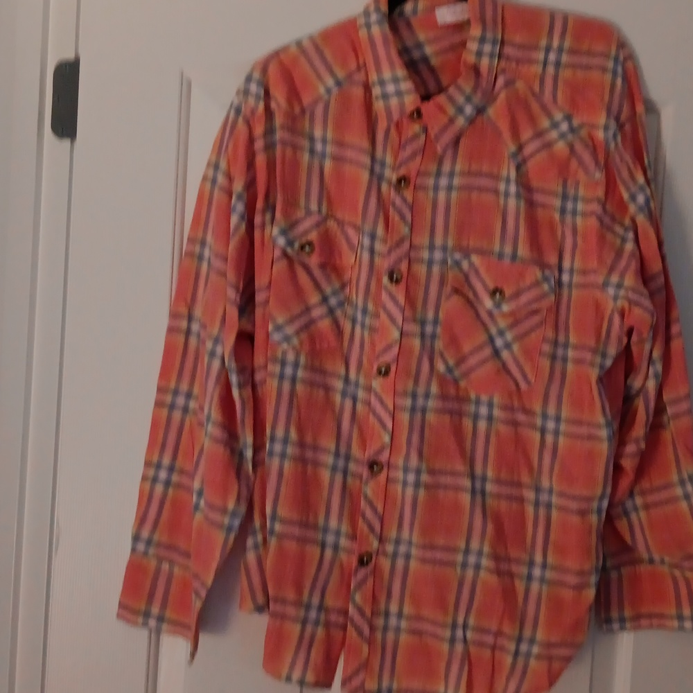 Pink Lily plaid long sleeve shirt. NWOT.  size L Make reasonable offers